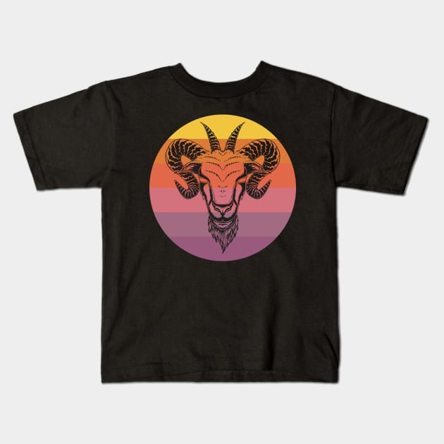 Vintage Goat Head Kids T-Shirt by Dojaja